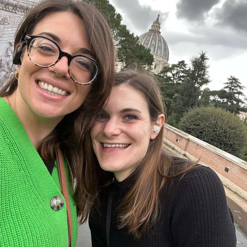 Friends listening to audio guide together