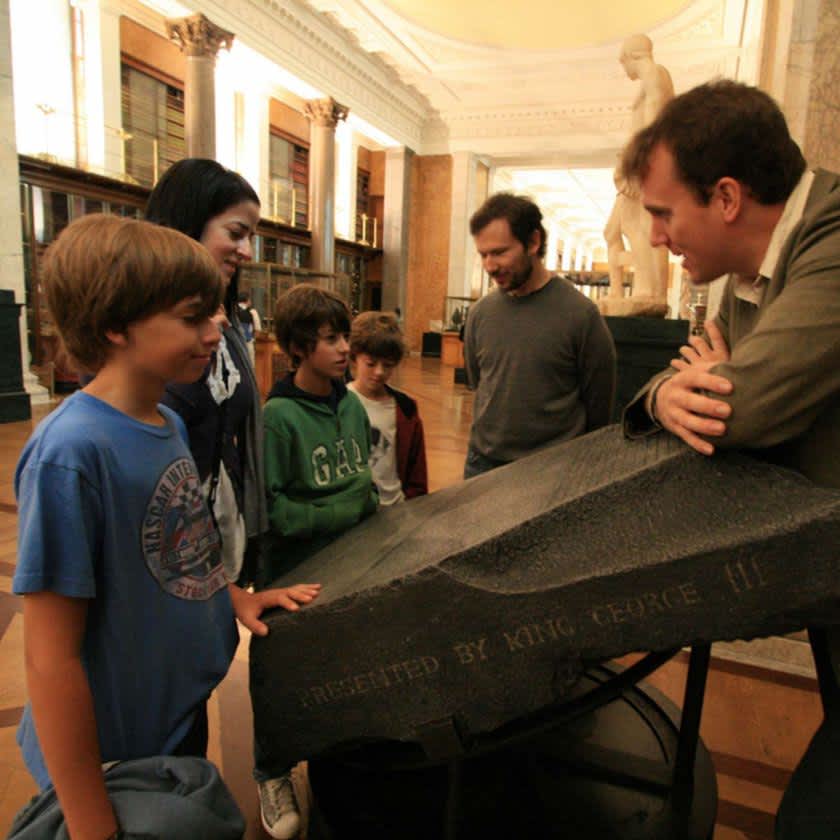 Guide and child at the British Museum