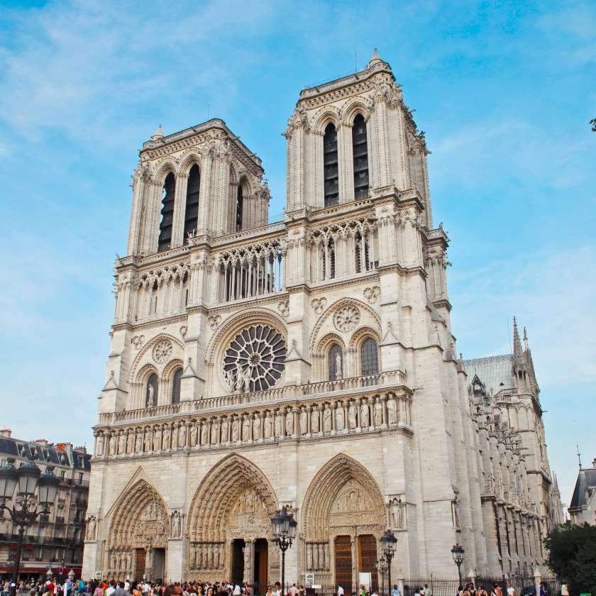 view of the front of Notre Dame cathedral