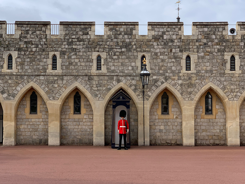 A guard stands watch at Windsor Castle