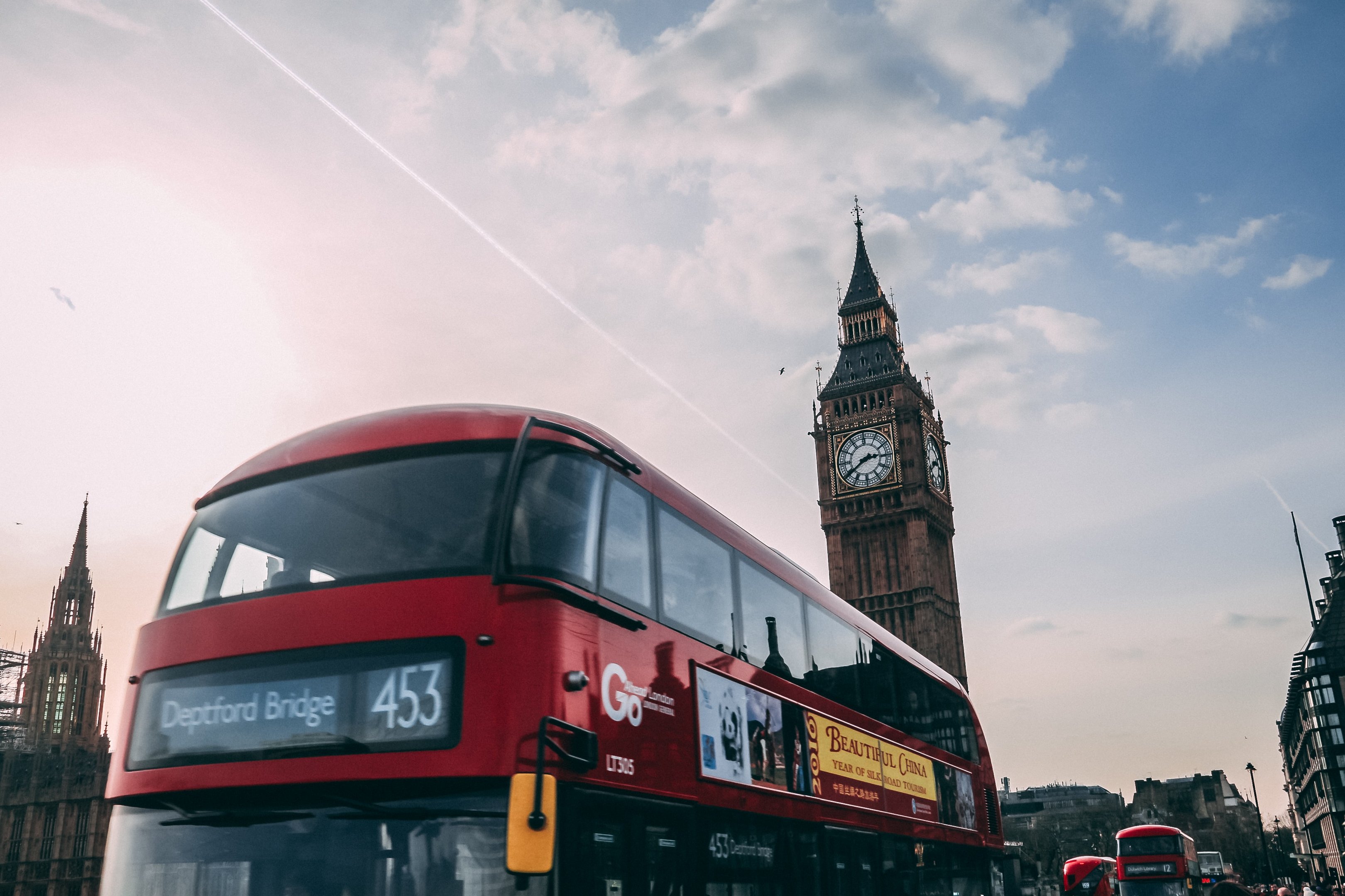 Fotografia Big Ben Clock Tower and London Bus - em