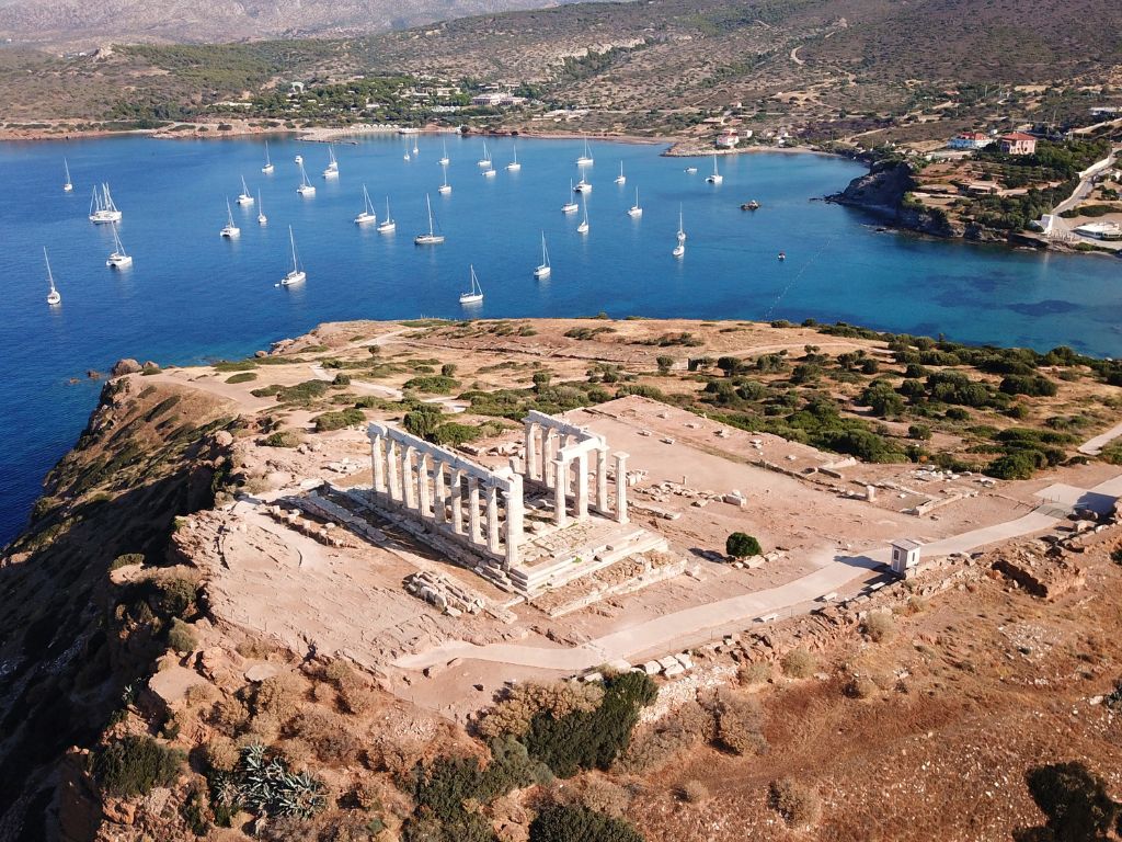 aerial view of Cape Sounion