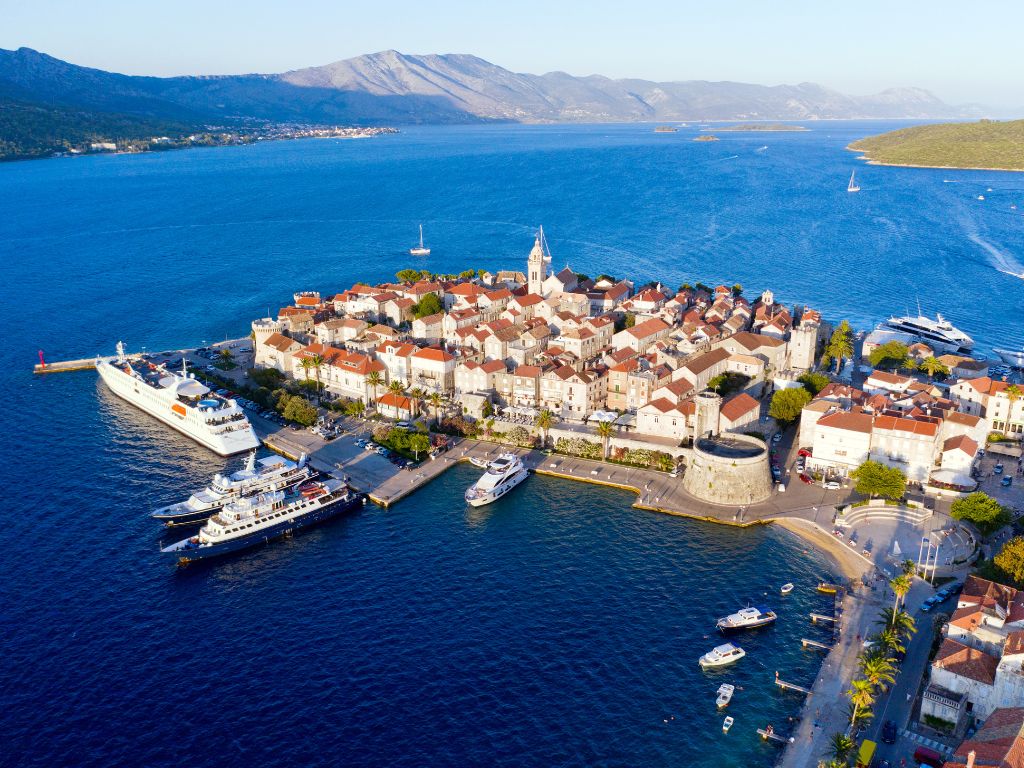 aerial view of Korcula Croatia