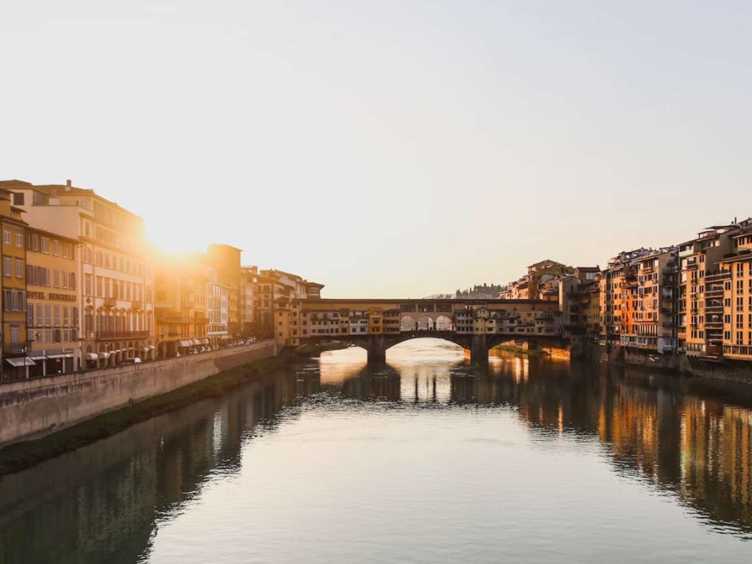 sunset at Ponte Vecchio in Florence, Italy