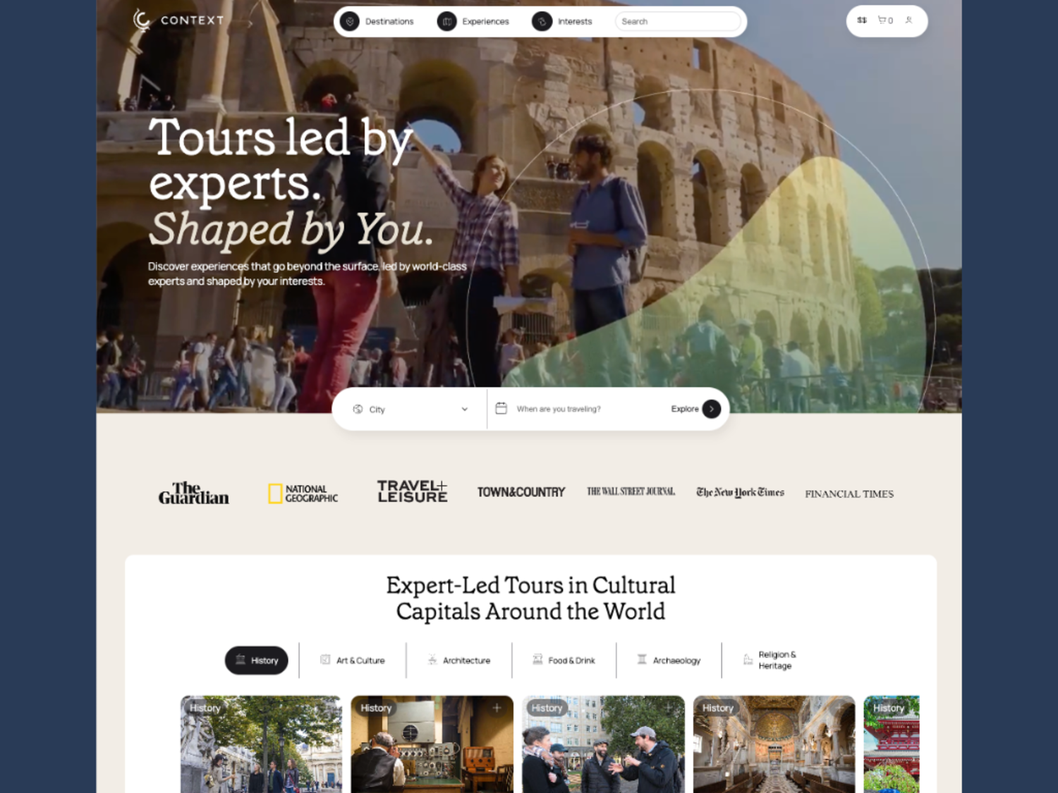 Context Travel homepage 